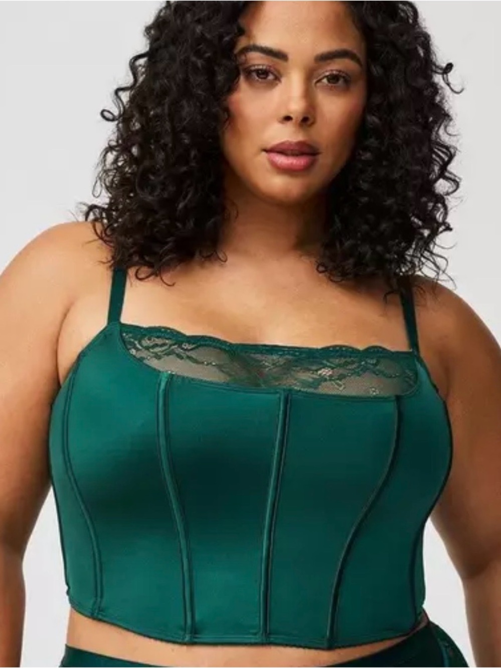 torrid Emerald Green Lace-Trim Corset Bralette